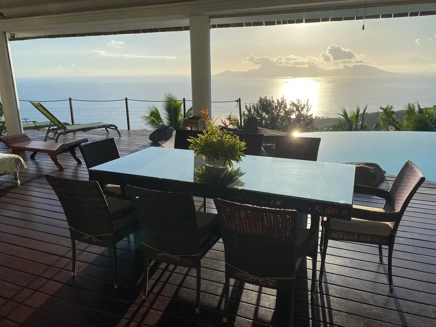 View from the terrace towards the horizon at sunset